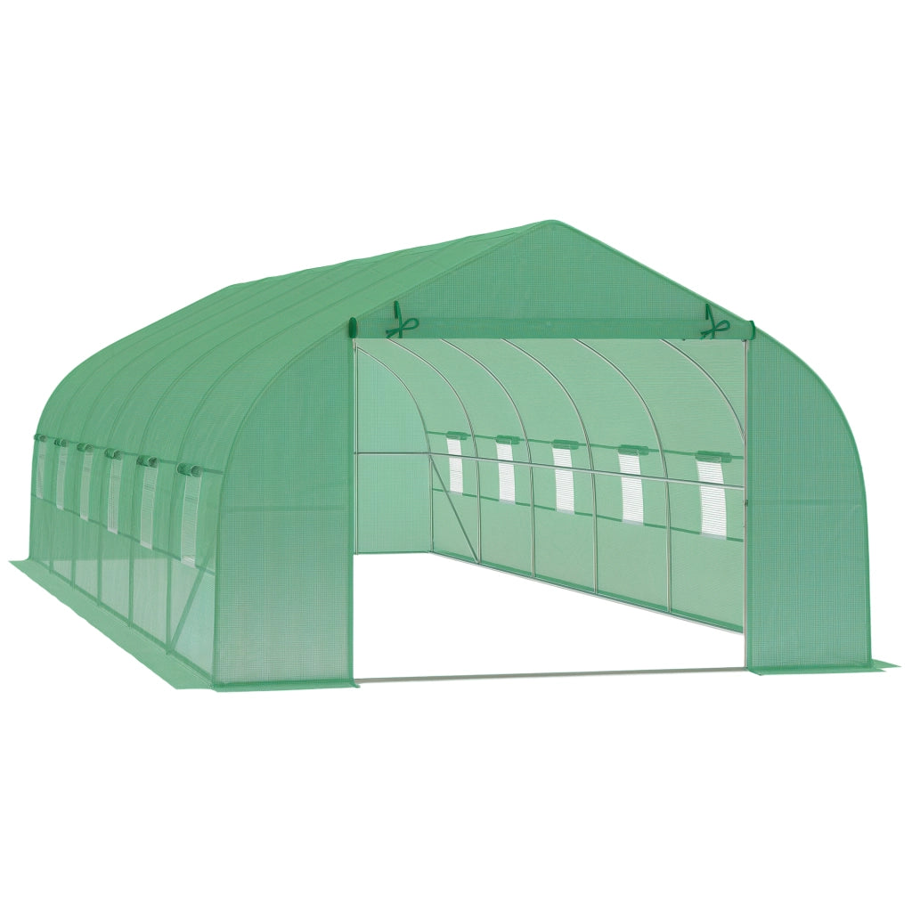Serra da giardino a tunnel ¨C zephmum ¨C 8x3x2 m verde con 12 finestre e porta a rullo