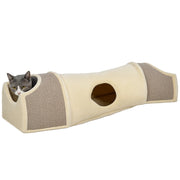 Tunnel per Gatti con 2 Nicchie in Sisal ¨C zephmum ¨C Beige 107x38x29 cm