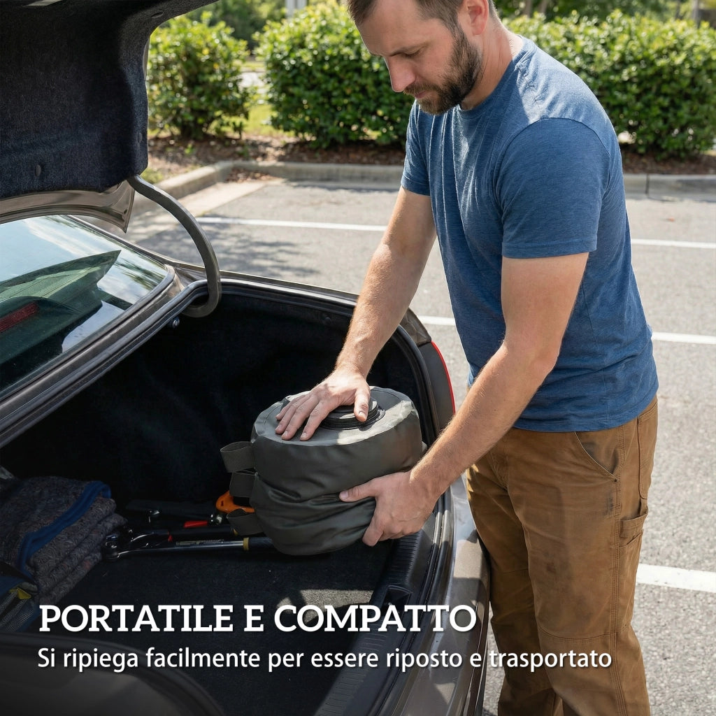 Set 4 Zavorre per Gazebo Ø20x32,5 cm con Maniglie e Cinghie a Strappo in Tessuto Plastica 500D Nero