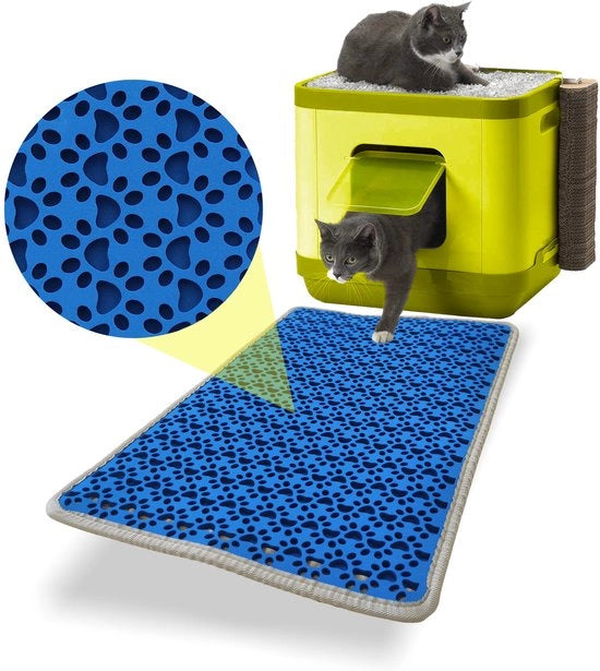 Matte per gatto per gatto e toilette, 38-61 cm, impermeabile, non tossico, doppia lastra, 100% EVA, gatto (38-61 cm, blu), Eva_tapis4