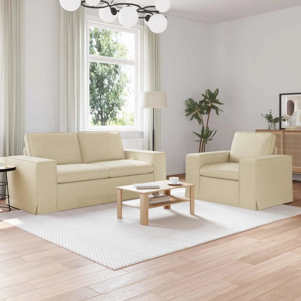 Set di divani 2 pcs Crema 182 x 80 x 82 cm Tessuto