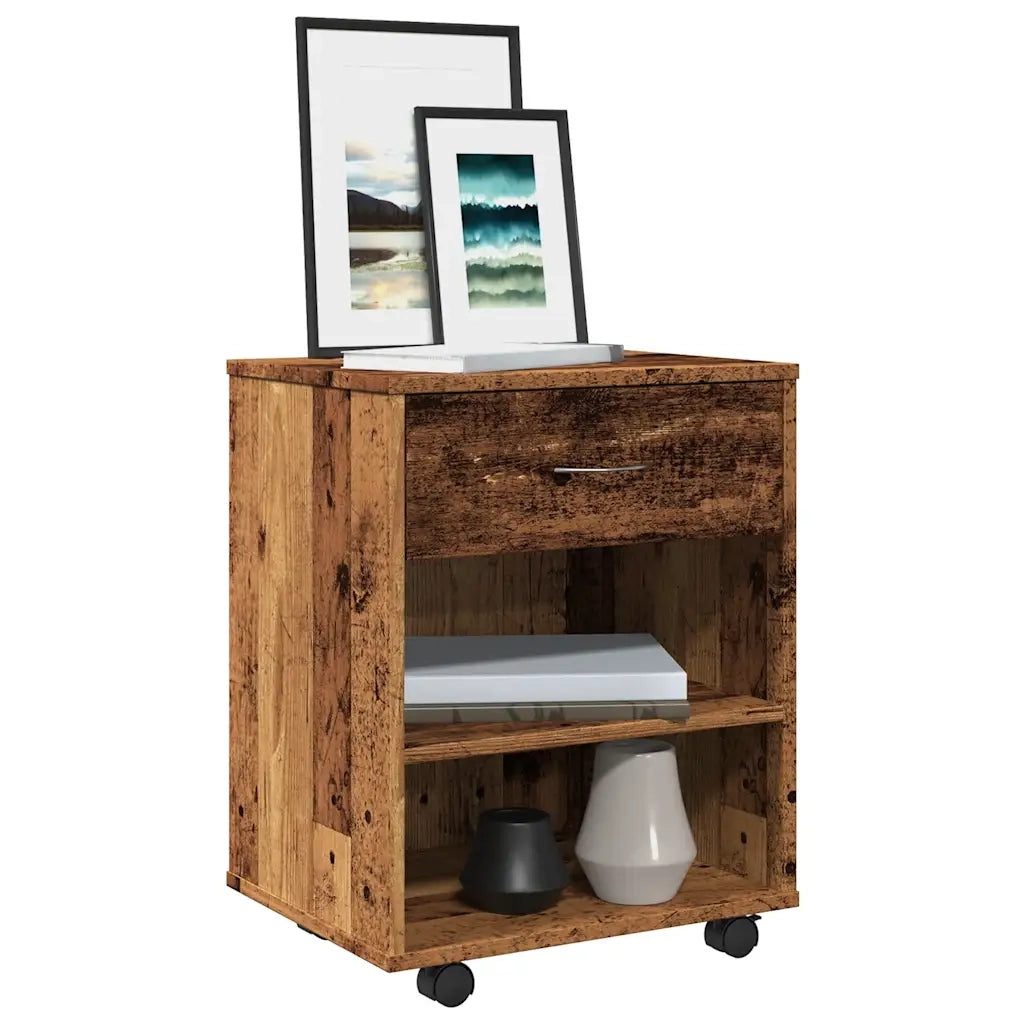 Mobiletto con Ruote Legno Antico 46x36x59 cm in Truciolato 856660