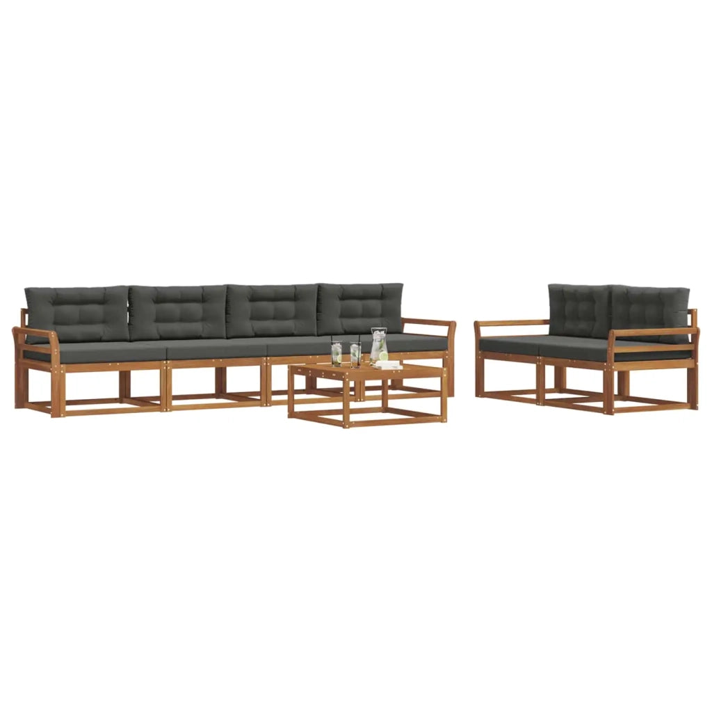 Set di divani da esterno con cuscino 7 pcs Naturale e Antracite 3367230