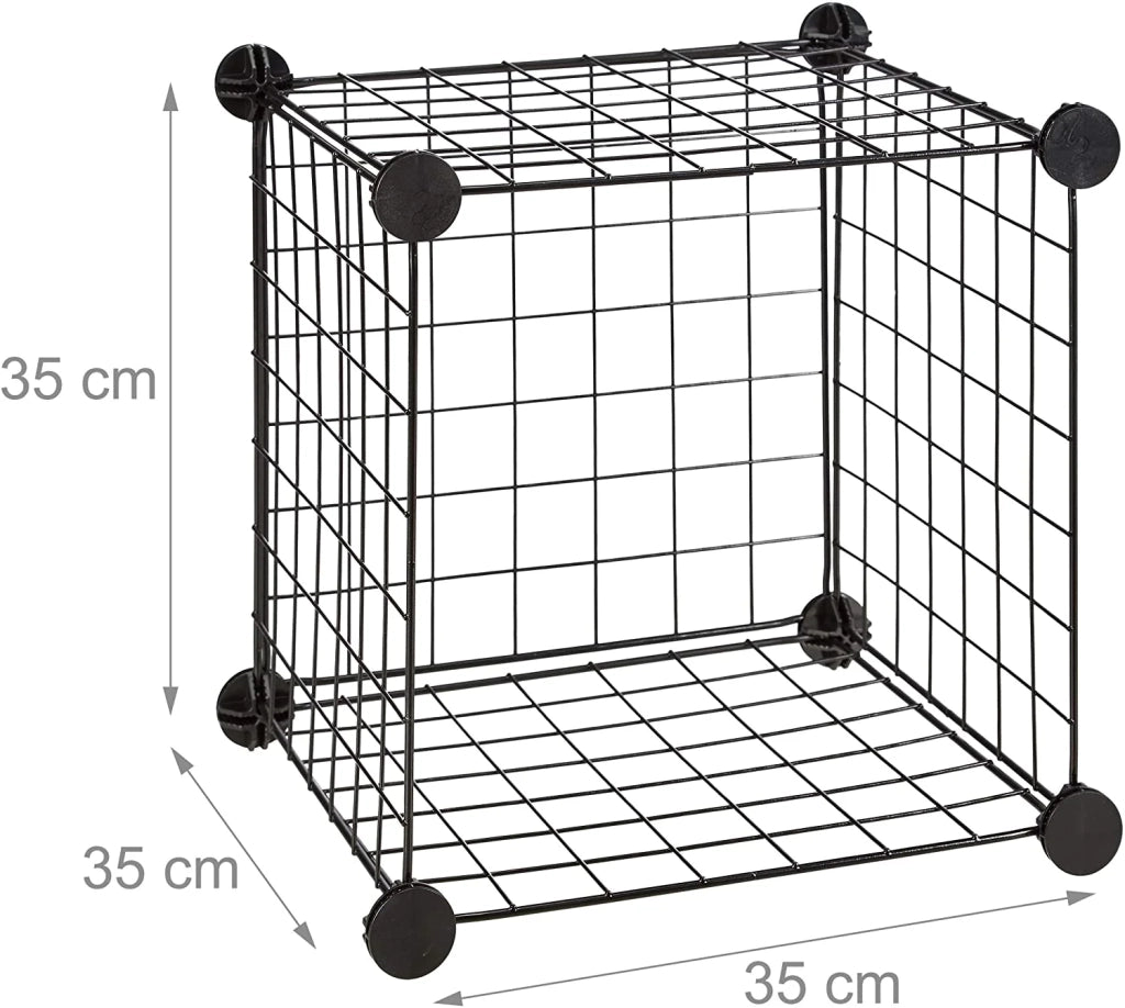 Scaffale modulare in rete metallica con 9 scomparti contenitore in rete metallica 35x35 cm nero 13_0001074