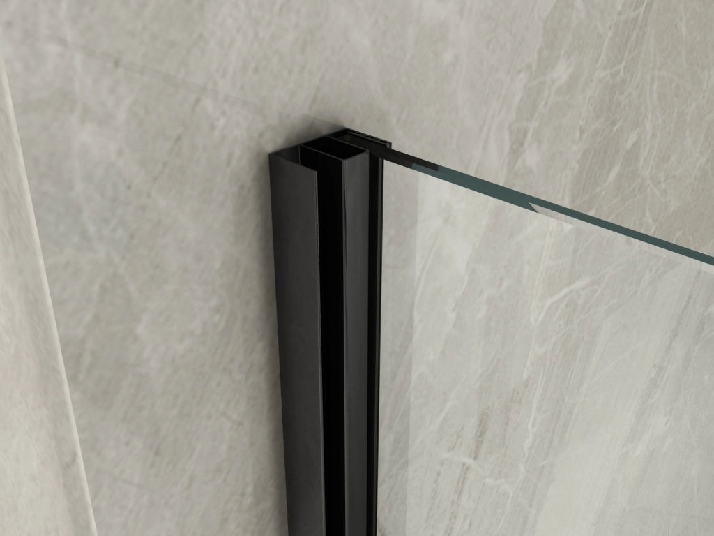 Parete doccia walkin nero scorrevole, cristallo 8mm trasparente 140cm H195cm Tevaglas Bluern