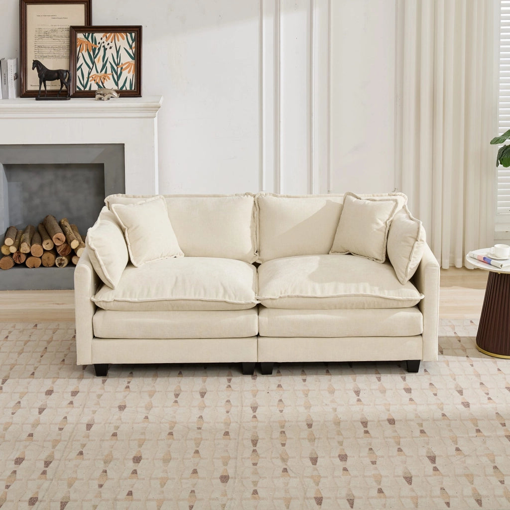 Canapé modulaire in ciniglia con cuscino schienale seduta morbida e montaggio rapido per soggiorno e appartamento beige
