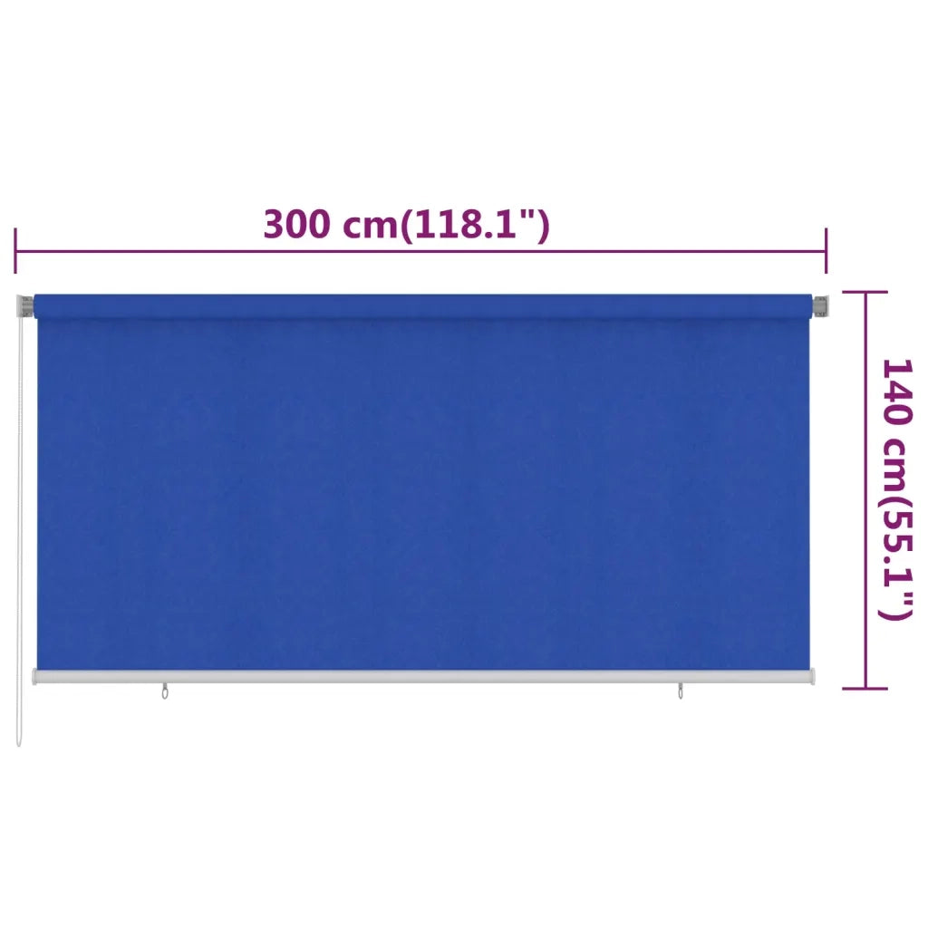Tenda a Rullo per Esterni 300x140 cm Blu HDPE 312845