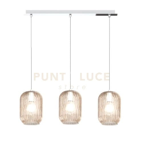 SOSPENSIONE CROMO 3 LUCI RETTANGOLARE VETRI AMBRA 1181CR-S3 R-AM