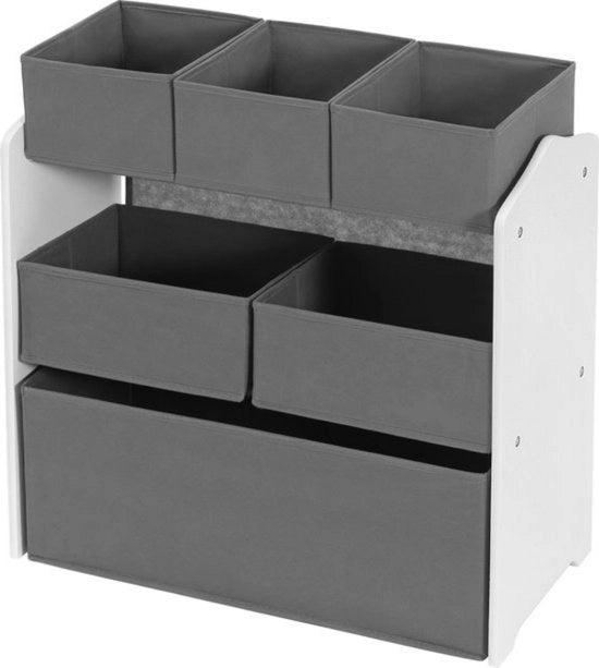 Cassettiere per bambini - cassettiera con 6 contenitori - robusto MDF - pratica e stile - design moderno - grigio/bianco - 63x39.5x60 cm
