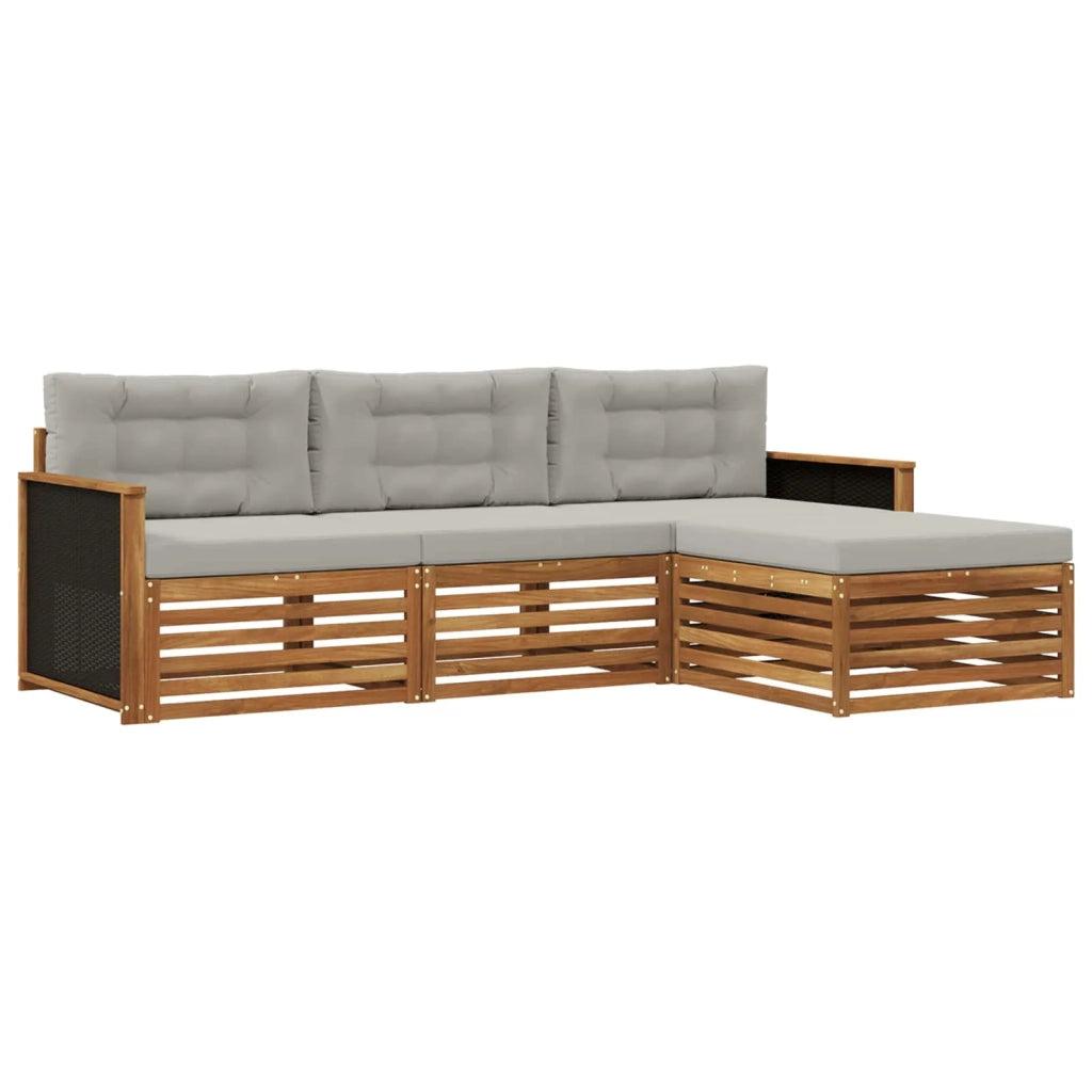 Set di divani da esterno 4 pz Naturale e Grigio Chiaro 3383194
