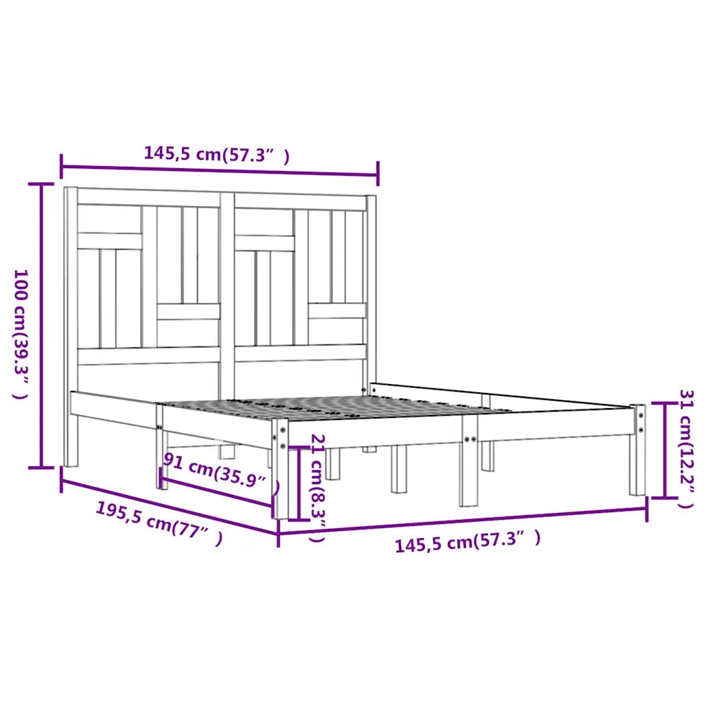 Letto matrimoniale | Letto per adulti | Letto senza Materasso Bianco 140x190 cm Legno Massello di Pino