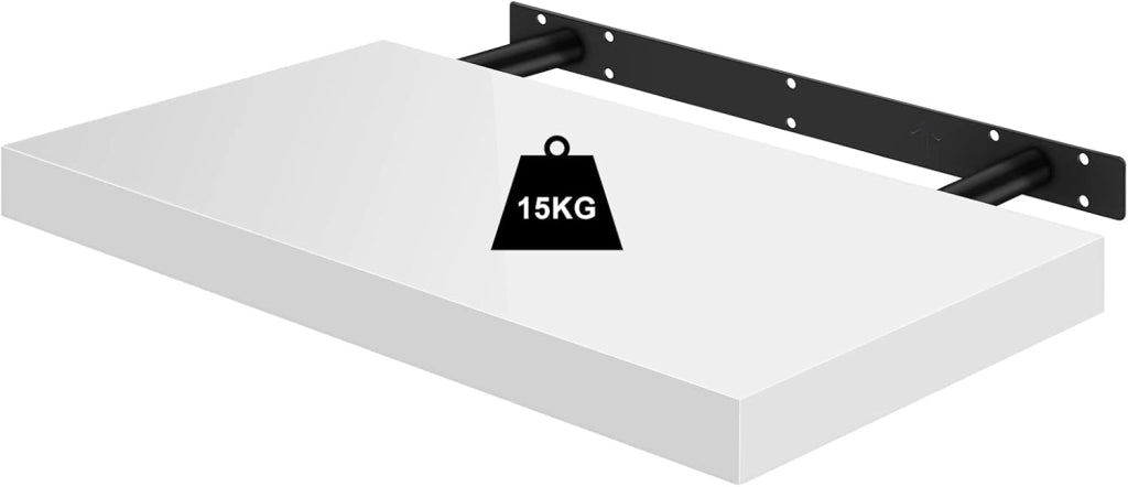 Mensola da Muro, Set di 4, Scaffale Sospeso da Parete Libreria Piccola per Soggiorno Cameretta Porta CD DVD, Pannello MDF 30x22,9x3,8cm, Bianco, RG9489ws-4