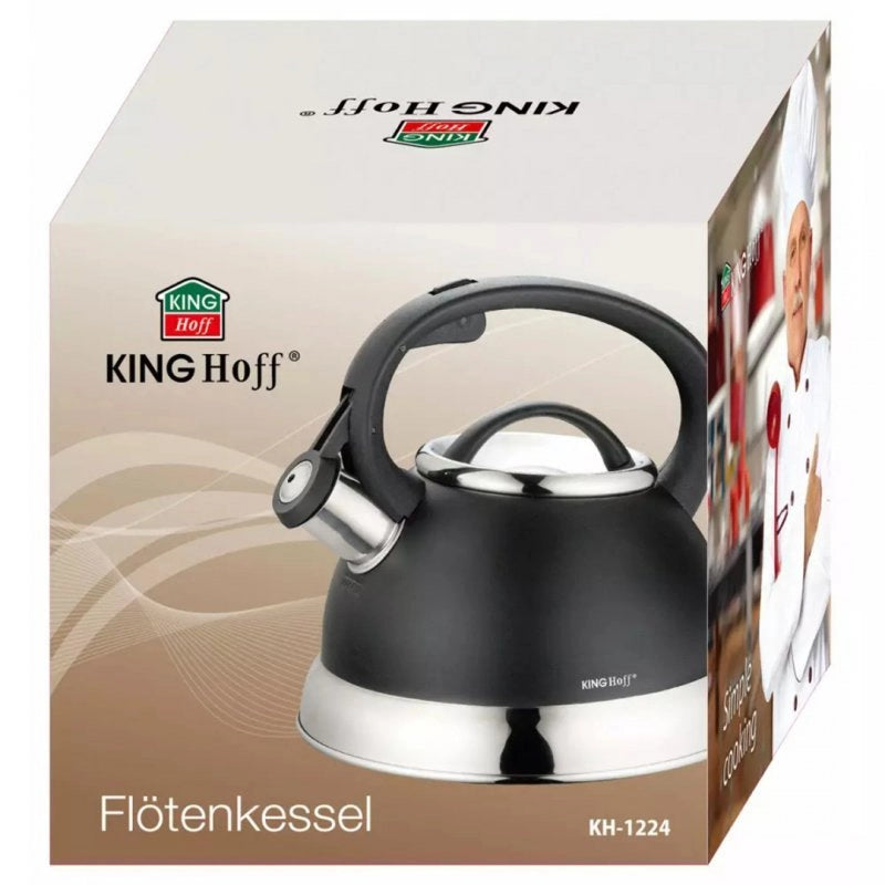 Bollitore a fischio in acciaio inossidabile nero opaco Kinghoff KH-1224