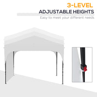 Gazebo da Giardino  ad Altezza Regolabile su 3 Livelli 3x3m in Poliestere e Acciaio Bianco