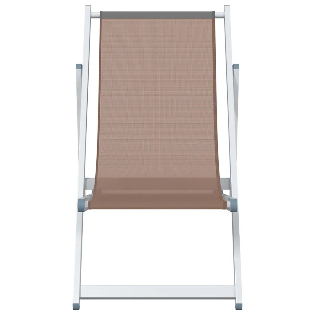 Sedie da Spiaggia Pieghevoli 2 pz Marrone Alluminio e Textilene 360170