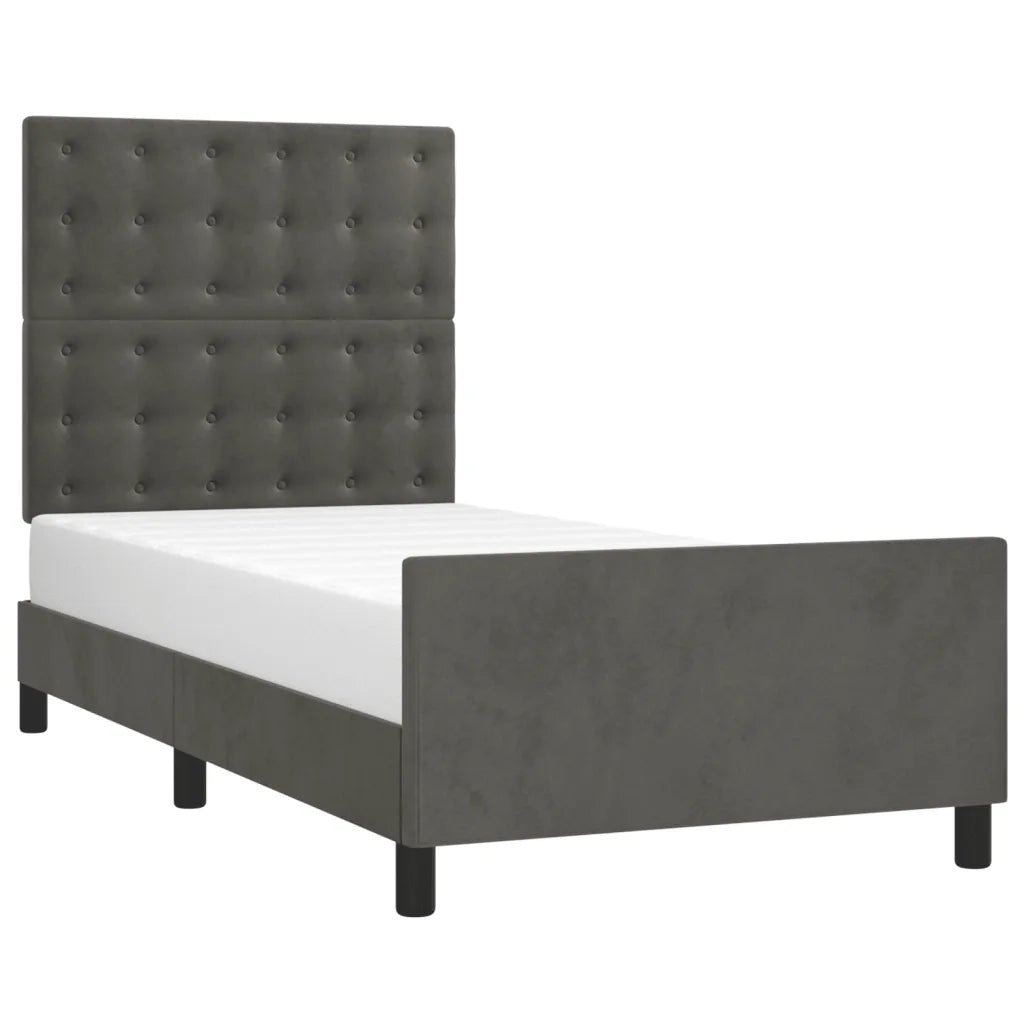 Giroletto con Testiera Grigio Scuro 80x200 cm in Velluto cod mxl 57742
