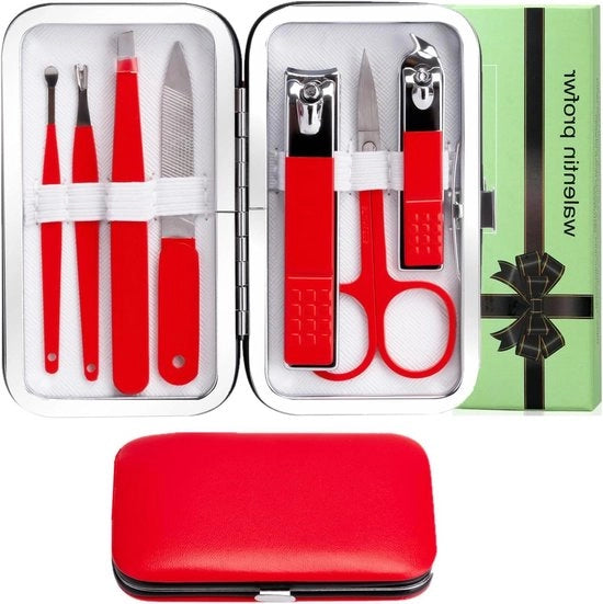 Kit di manicure per unghie con taglierino in acciaio inossidabile con valigetta portatile per donne e uomini