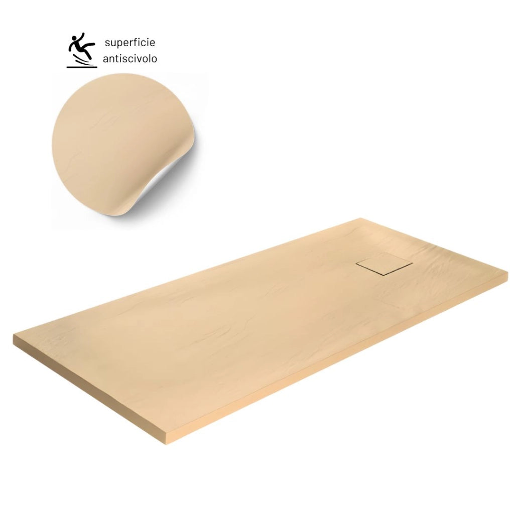 Piatto doccia beige mineral marmo resina antiscivolo h4 cm *** misure l100 x p70 x h4 cm, confezione 1