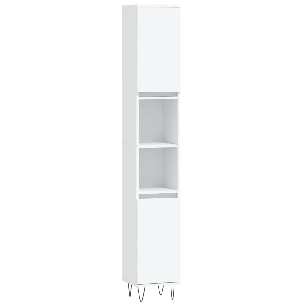 Set Mobili da Bagno | Armadio da bagno 3 pz Bianco in Legno Multistrato