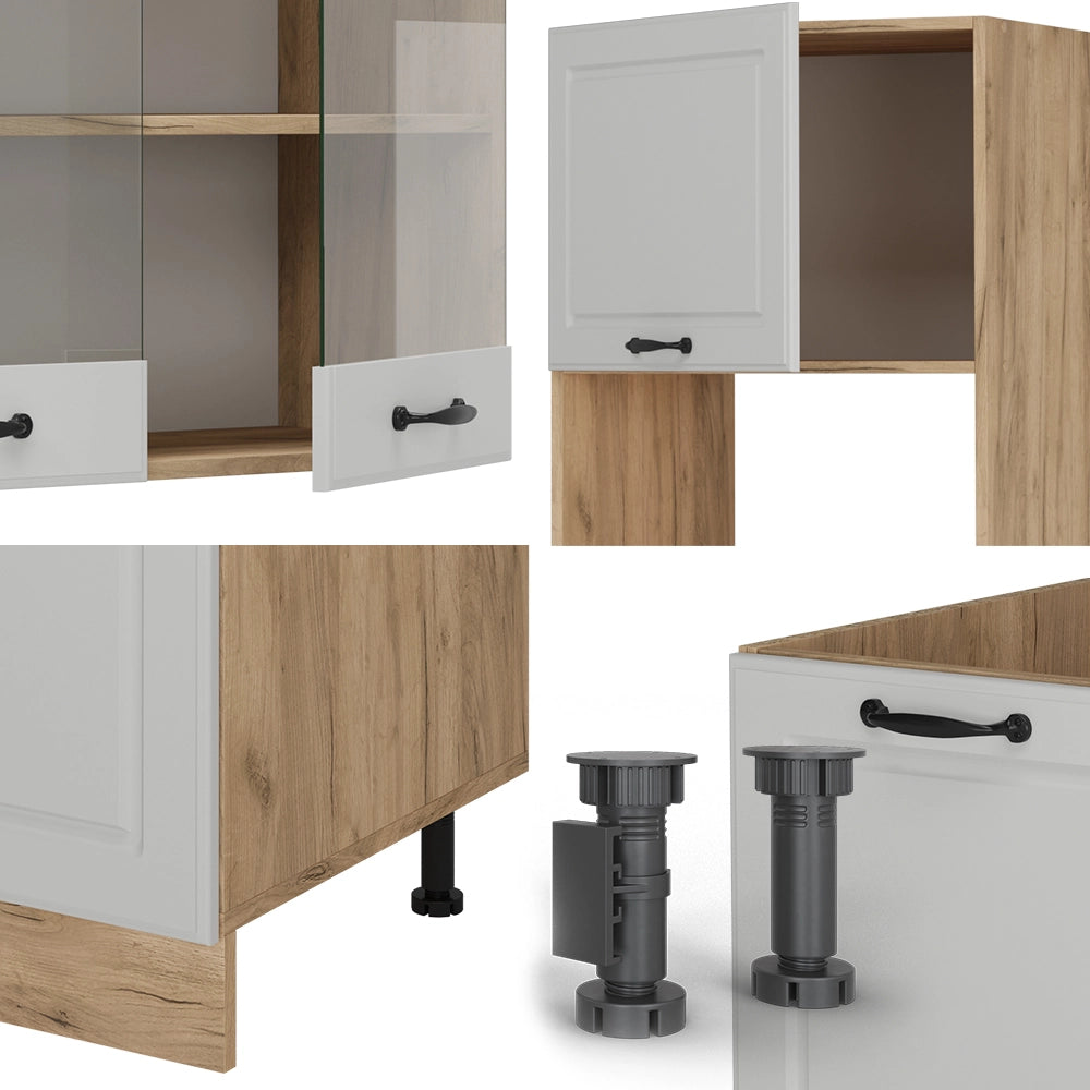 Vicco Cucina angolare completa Casa di campagna bianca/quercia dorata 237 x 247 cm , PL Antracite