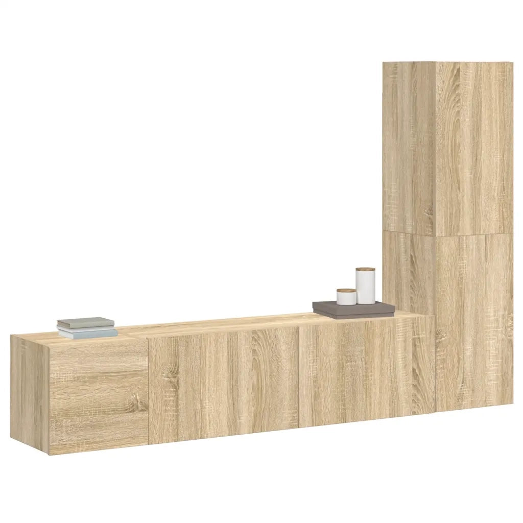 Set di Mobili Porta TV 3 pz | Armadietto TV | Mobile Porta TV Rovere Sonoma in Legno Multistrato