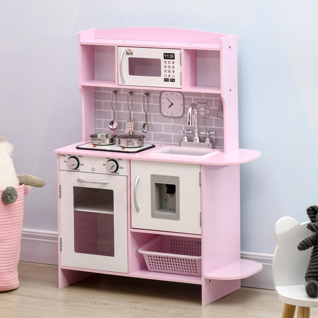 Cucina Giocattolo in Legno per Bambini con Luci e Suoni ¨C Zephmum ¨C Rosa 70x29x90 cm
