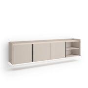 Mobile TV Soggiorno, 207x50x35 cm, Per TV fino a 80", Sospeso, da appendere, LED, Beige