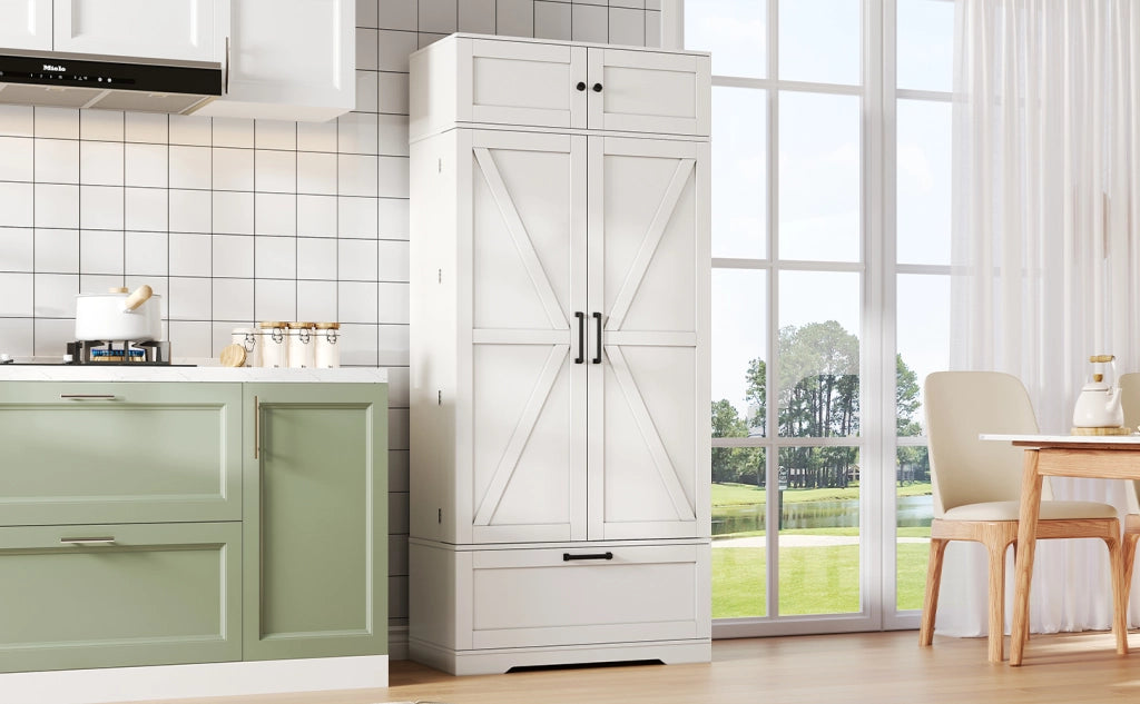 Credenza 80 x 40 x 180 cm, 1 cassetto + 7 vani portabottiglie + 2 ripiani regolabili, MDF bianco, sala da pranzo