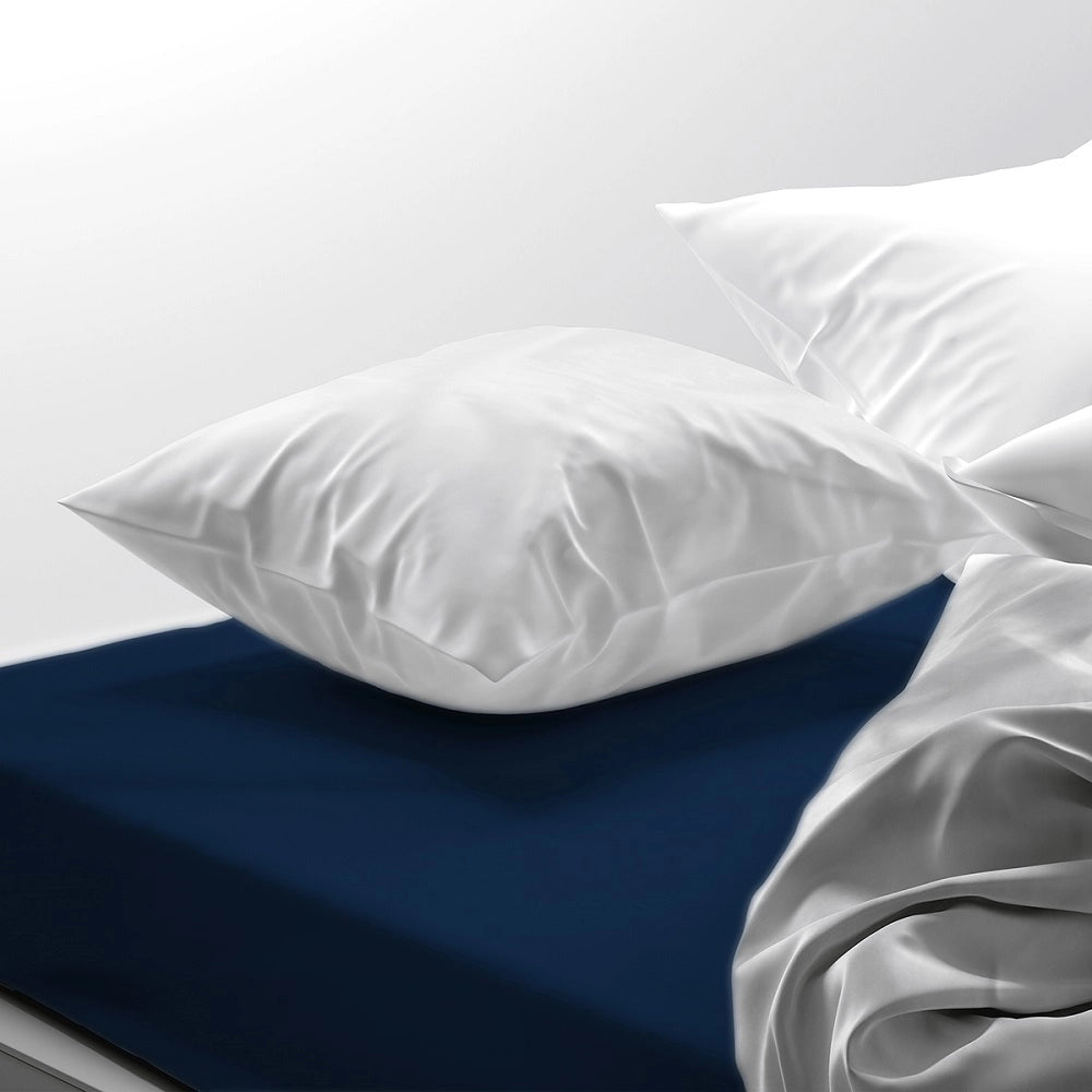 Lenzuolo letto sotto con angoli 100% puro cotone Made in Italy tinta unita Blu - 1 Piazza e mezza