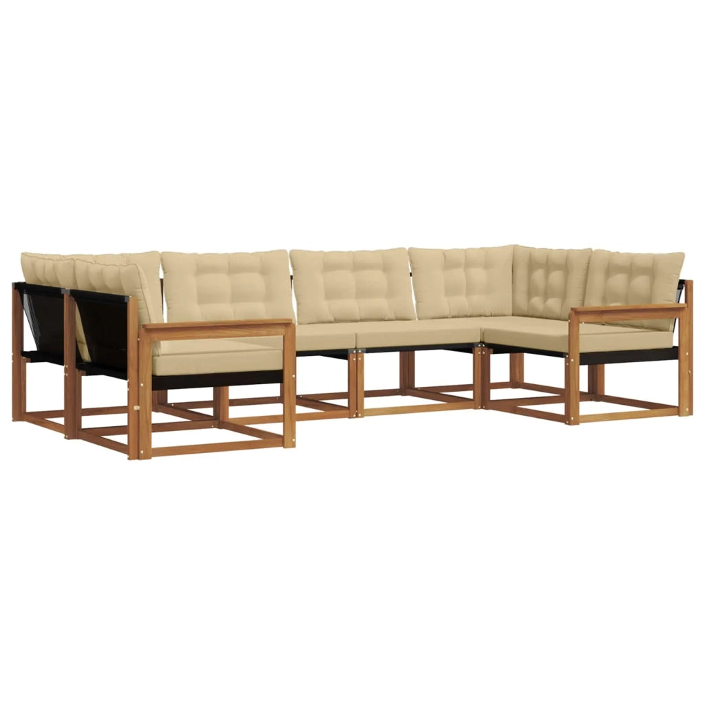 Set di divani da esterno con cuscino 6 pcs Naturale e Beige
