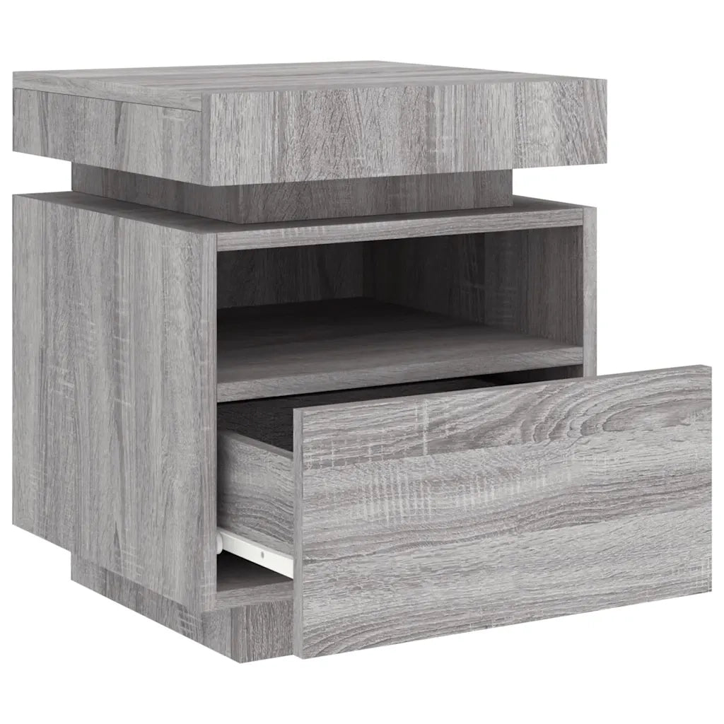 vidaXL Comodini con Luci LED 2pz Grigio Sonoma 40x39x48,5 cm