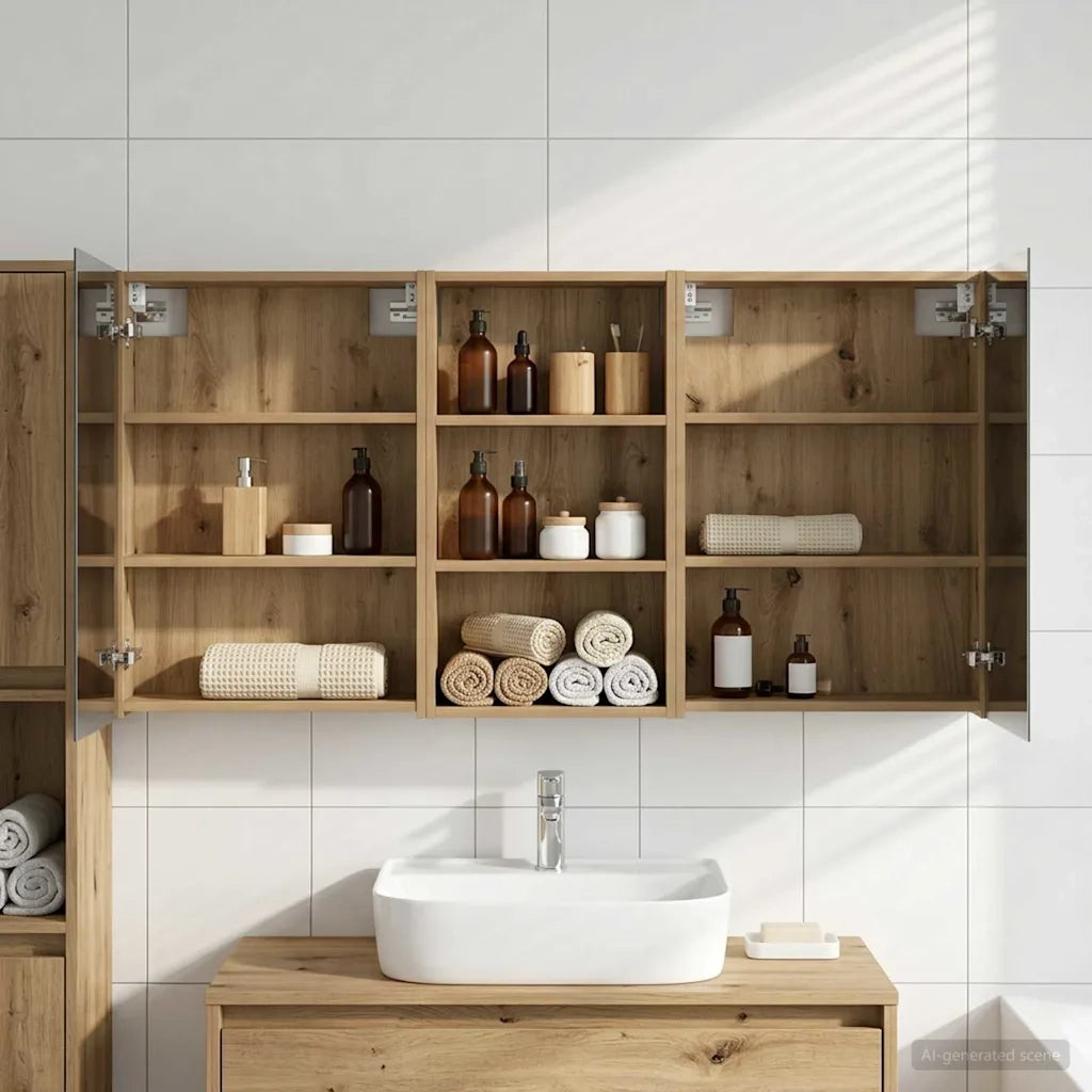 Set di Armadi da Bagno con lo scaffale 3 pcs 140 x 14,5 x 70 cm 3403783