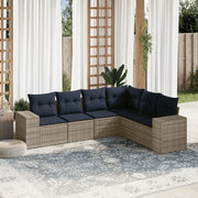 Set Divani da Giardino 6 pz con Cuscini Grigio in Polyrattan 3222610