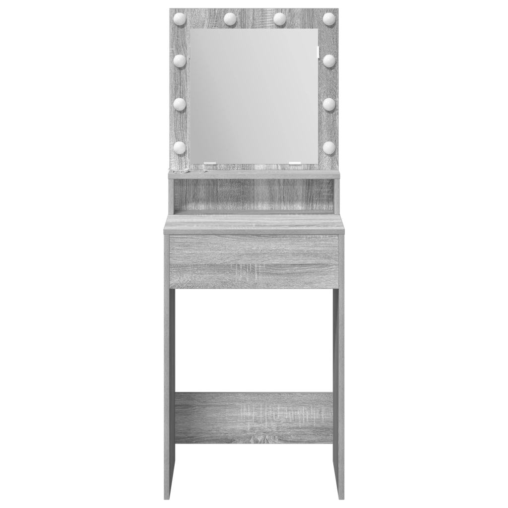 Tavolo da Toeletta con Luci LED in Grigio Sonoma - 50x41x135 cm