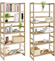 Set 2x Scaffale da bagno in Legno 5 Ripiani Mobiletto Cantina 135,5x58x27cm Libreria Salvaspazio Portaoggetti