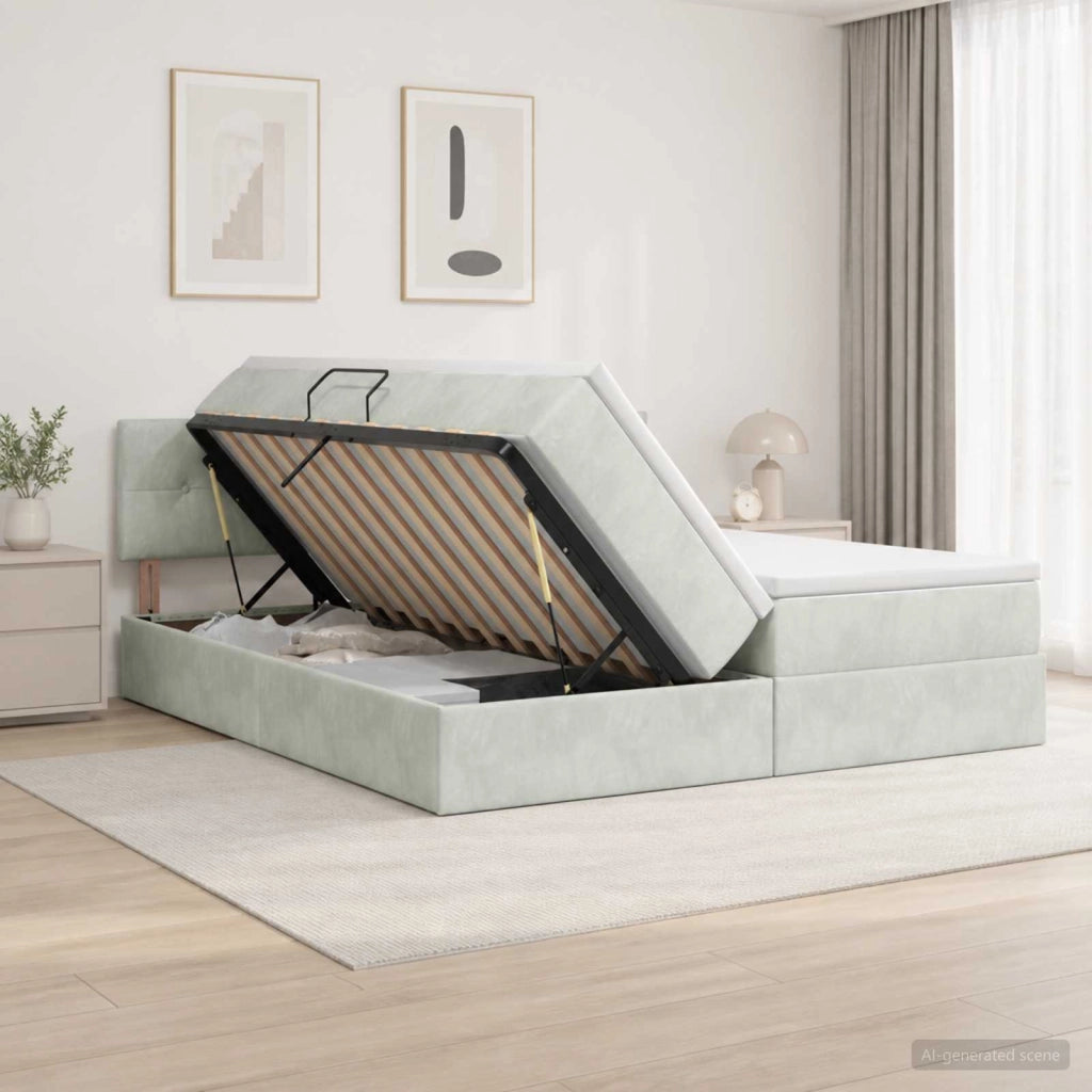 Letto con contenitore LED e materasso Grigio Chiaro 3459384