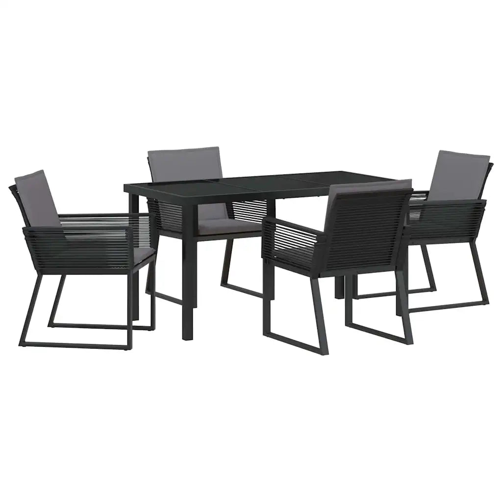Set da Pranzo per Giardino 5 pcs Nero