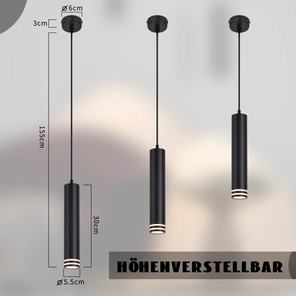 Lampada a sospensione ZMH GU10 Cilindro 1 luce Nero moderno per cucina Camera da letto Soggiorno