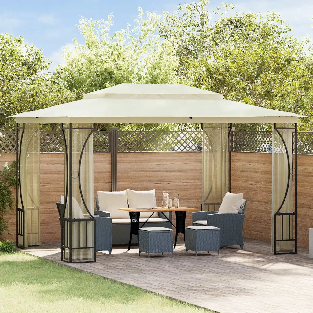 Gazebo con Rete 300x400x265 cm Crema