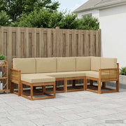 Set di divani da esterno 6 pz Naturale e Beige Poliestere 3385359