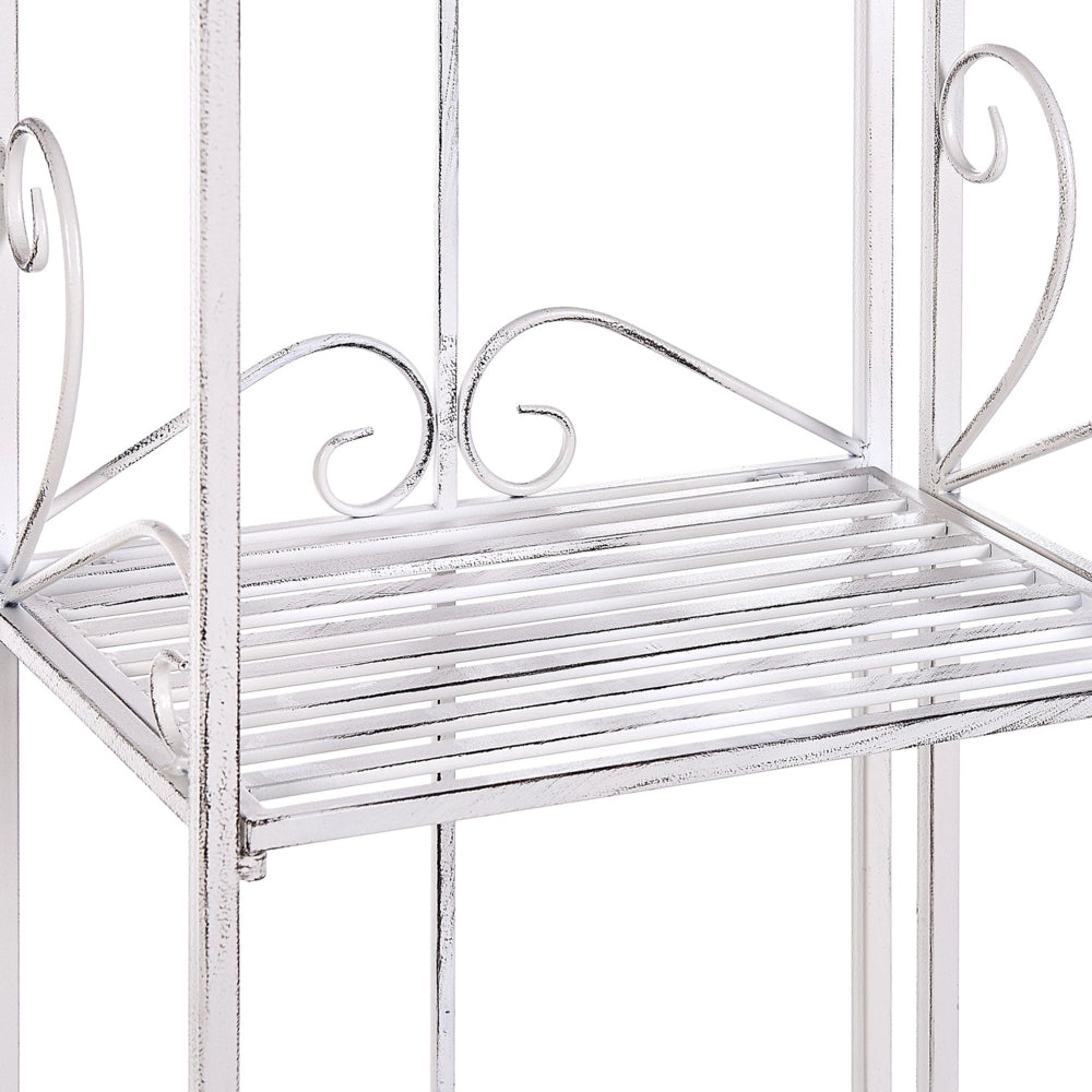Scaffale Stile Vintage per Bagno Struttura in Metallo Bianco con 4 Ripiani