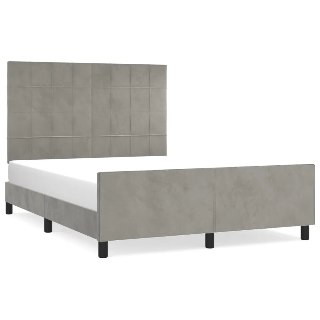 Giroletto con Testiera Grigio Chiaro 140x200 cm in Velluto cod mxl 58497