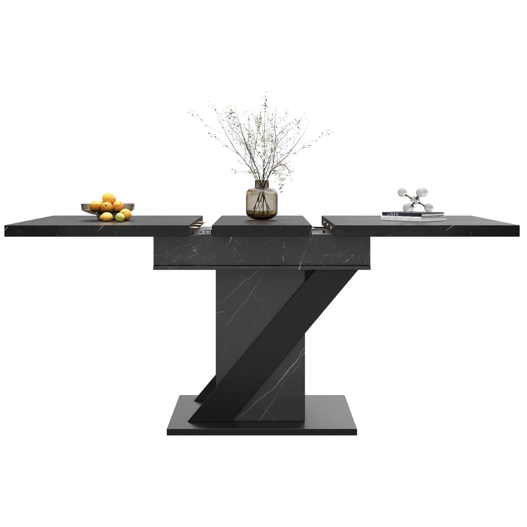 Tavolo da pranzo allungabile 110x80x75 cm; salvaspazio; MDF; nero
