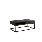 Tavolino basso MADEIRO – Rettangolare 110x60 cm – Nero opaco – Contemporaneo metallo e legno