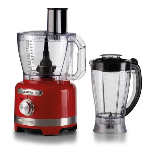 Ariete 1782 gourmet pro moderna, robot da cucina, tritatutto 3l, frullatore 2l, 2 velocità + pulse, set di lame + disco in acciaio inox, accessorio spremiagrumi, rosso - 00C178200AR0
