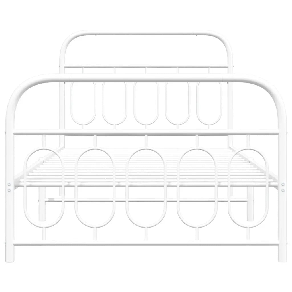 Giroletto con Testiera e Pediera Metallo Bianco 100x190 cm 377178