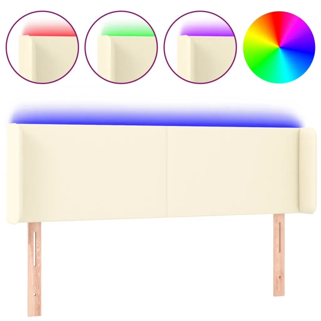 Testiera a LED Crema 147x16x78/88 cm in Similpelle 3123048