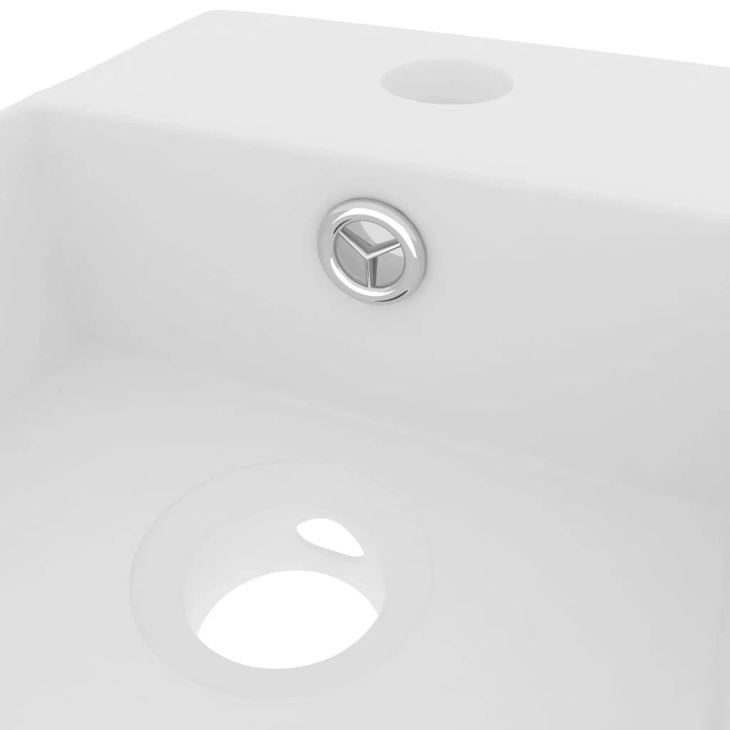 Lavandino da bagno con troppopieno lavabo da appoggio lavello da cucina lavabo da bagno lavabo per cosmetici 48 x 25 cm ceramica bianca opaca 02_0002729