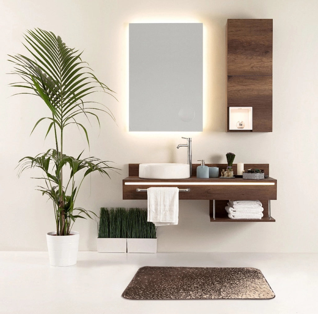 Tappeto Bagno Camera Scendiletto Doccia Vasca Antiscivolo Assorbente Shaggy Soffice IBISCO A Marrone - 50x80 cm