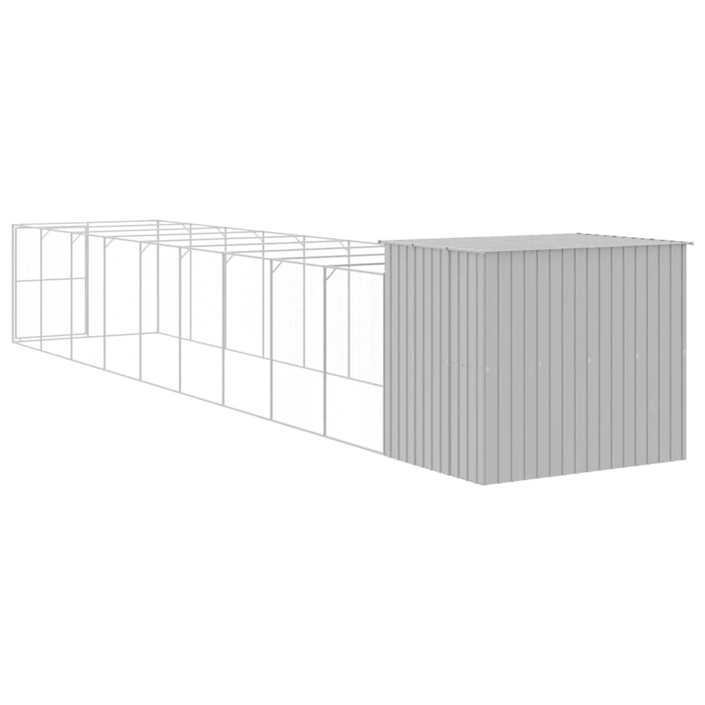 Cuccia per cani con recinto chiaro 214 x 1069 x 181 cm grigio 02_0043502